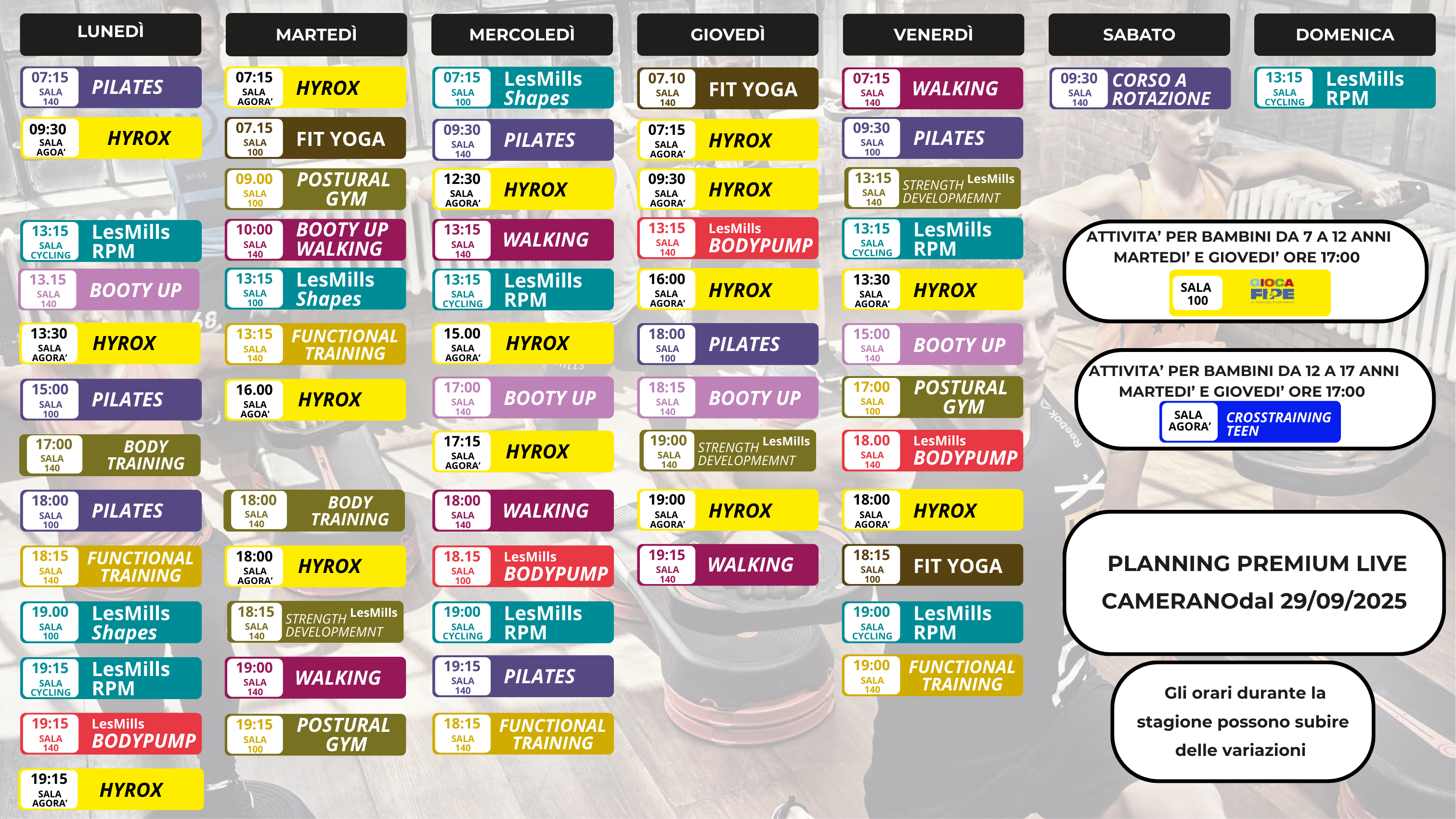 Template per ORARIO Fitness Square (5) Fitness Square - CAMERANO Planning PREMIUM LIVE dal 17.03.25