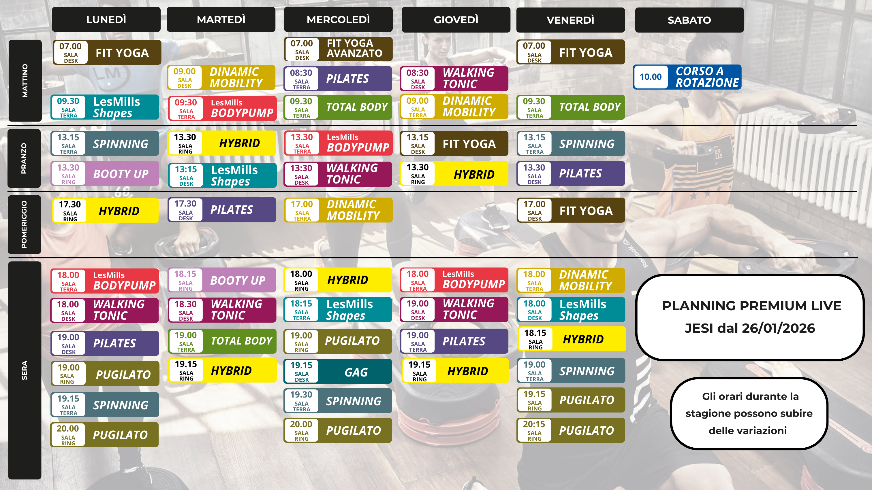 orario jesi gen26 JESI Planning PREMIUM LIVE dal 20.01.25